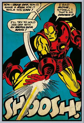 Produktbild von Iron Man - Poster - Shoosh Retro + Wechselrahmen, Shinsuke® Maxi Kunststoff silber, Acryl-Scheibe