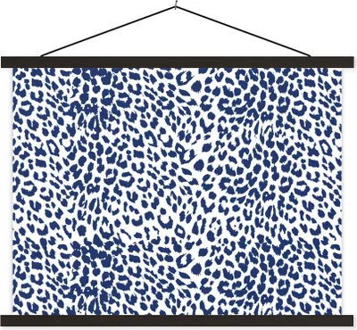 Produktbild von MuchoWow® Textilposter Tiermuster - Blau - Panther 120x90 cm mit schwarzem Rahmen - Aufhänger für Poster