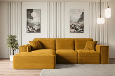 Produktbild von ALTDECOR Ecksofa in L-Form SERRA-L - 266x169x80 cm Senfgelb - Corner Sofa Bett Eckcouch Couch Wohnlandschaft Cauchsofa