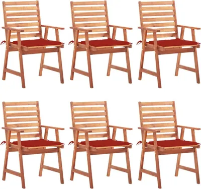 Productafbeelding van vidaXL Tuinstoelen, 6 stuks met kussens, massief acaciahout
