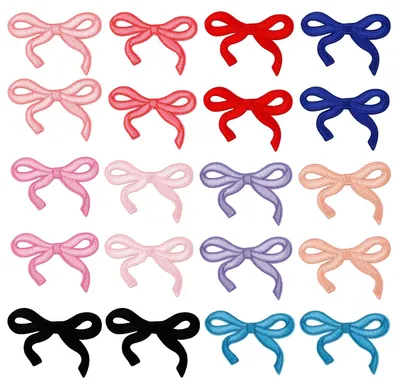 20 Schleifen-Patches, 10 Farben, Aufbügel-Patches, 7,5x5,1 cm