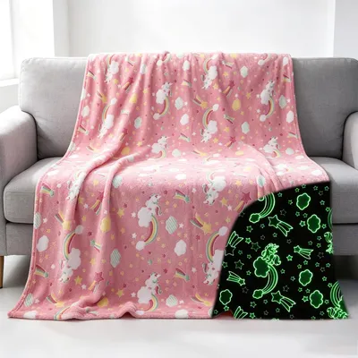 Immagine prodotto di Coperta morbida a forma di unicorno, luminosa, 150 x 200 cm, per bambini