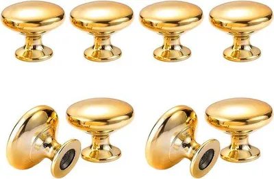 Produktbild von Goldene runde Griffe, Schubladenknöpfe, 8er Pack, Zinklegierung