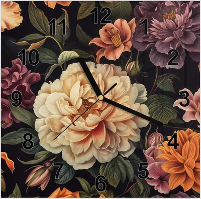 Produktbild von Wanduhr aus Glas mit Motiv Blumenwiese Kunst- 30 x 30 cm - inkl. Aufhängesystem
