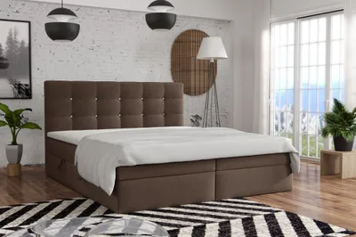 Produktbild von Boxspringbett Schlafzimmerbett BASILIO 160x200cm Stoff Fresh Braun