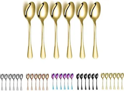 Produktbild von Famanu Set von 6 eleganten Kaffeelöffeln aus hochwertigem Edelstahl - Goldene Ausführung