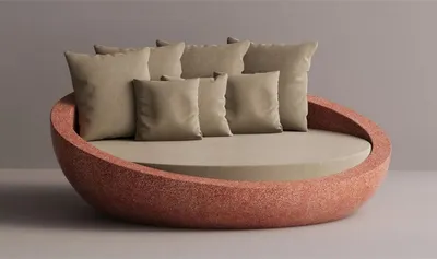 Produktbild von Casa Padrino Luxus Beton Liegeinsel Beige / Rot Ø 180 cm - Garten & Hotel Möbel