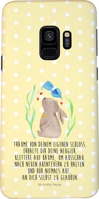 Produktbild von Mr. & Mrs. Panda Samsung Galaxy S9 Handyhülle Hase Blume - Gelb Pastell - Geschenk, Kaninchen, Geburtstag, Taufe, Hülle, Schwangerschaft, Smartphone, Geburt, Ostern