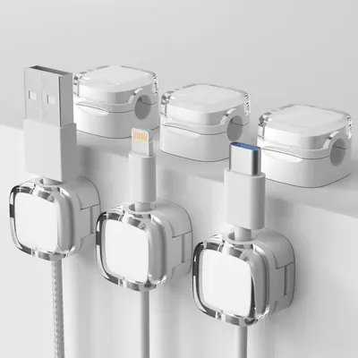 Produktbild von Magnetische Kabelclips - Kabelmanagement - 6er-Set - USB-Ladekabelhalter - Schreibtisch - Weiß
