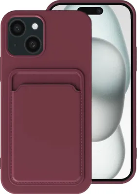 Immagine prodotto di Smartphonica Custodia per iPhone 15 con portacarte - Backcover in TPU con portacarte - Rosso Bordeaux