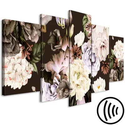 Produktbild von Akustikbild Blumen 200x100 cm Bilder Akustikschaum Hochleistungsschallabsorber Schallschutz Leinwand 5 tlg Wandbild Raumakustik Schalldämmung Blumenstrauß Natur b-C-0633-b-m