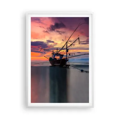 Produktbild von Gerahmtes Poster - Weißer Rahmen - Asien Boot Kutter - 70x100 cm - Wand Bild - Wanddeko - Wandbilder - Kunstposter - Wandposter - Bilderrahmen - Bilder - Kunstdruck - Wandbild - P2WPA70x100-4144
