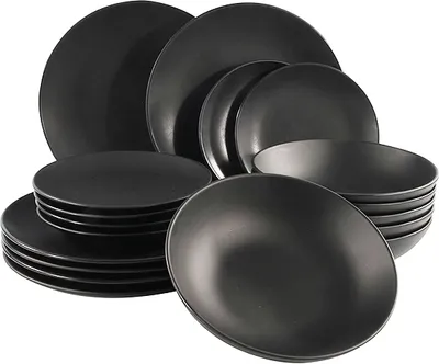 Obrázek produktu pro 18 kusů. Sada talířů / jídelní sada Black London