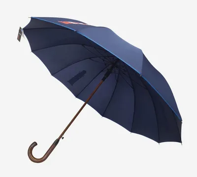 Image de Parapluie canne en bois manche en fibre de verre 190T-Pongee entoilage bleu motif phare