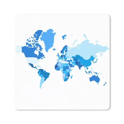 Produktbild von MuchoWow® Mauspad Mousepad Weltkarte - Blau - Weiß 30x30 cm - Mousepads - Maus Mat - Pad - Mausunterlage - Gaming