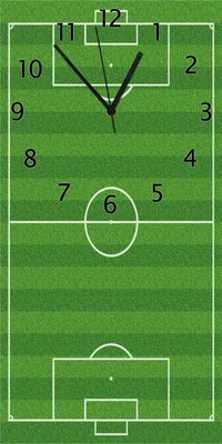 Produktbild von Wallario Design Wanduhr Fußballfeld aus Echtglas, Größe 30 x 60 cm