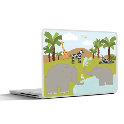 Produktbild von MuchoWow® Laptop Aufkleber Sticker Cover Minimalismus - Tiere - Dschungel - Jungen - Mädchen - Baby - Kinder 25x18 cm - Laptop-Deko