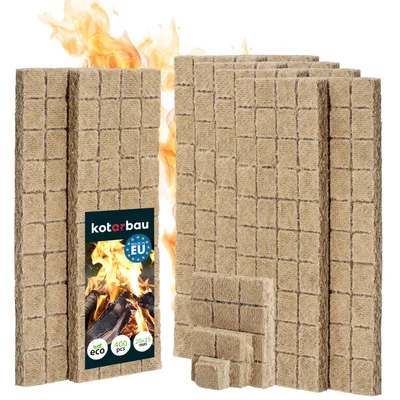 Produktbild von KOTARBAU® Set mit 400 Stück Grillanzünder Kohleanzünder Anzündkamin Kaminanzünder Anzünder für Öfen Anzünder für Grills und Kamine Würfel