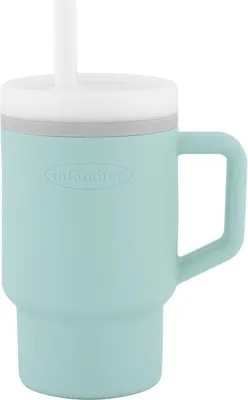 Image de Tasse d'Apprentissage Bébé Silicone Infantino, 255 ml, Anti-Fuite, Paille Souple, Moody Blue