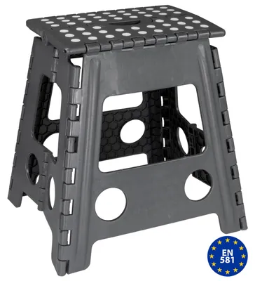 Produktbild von Deco4Me Tritthocker klappbar XL – 40 cm hoch, belastbar bis 150 kg, rutschfest – Klapphocker & Sitzhocker für Garten, Camping – Dunkelgrau