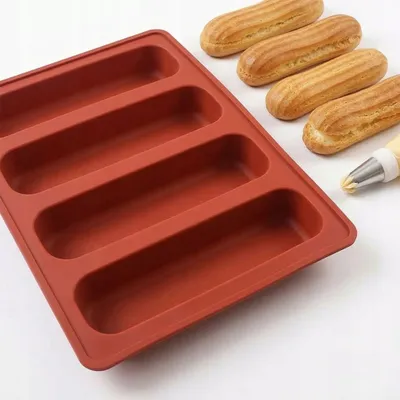 Obrázok produktu pre Silikónová forma na pečenie eklerov, koláčikov, mrazených výrobkov a maslových žemlí, 8 ks