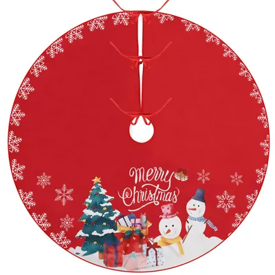 Productafbeelding van Kerstboomrok - Kerstboomvoet - Pluche - 120 cm - Sneeuwpop en sneeuwvlokken