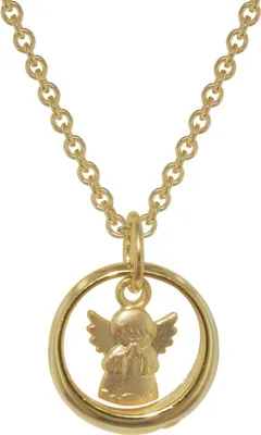 trendor 72931 Anhänger Taufring mit Engel Gold 333 mit goldplattierter Kette 1