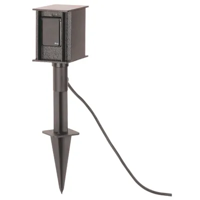 Produktbild von Erdspieß Steckdosen Verteiler ↥405mm | Schwarz | Alu | AUSSEN Säule Garten Aussensteckdose Gartensteckdose Steckdosensäule Steckdosenverteiler