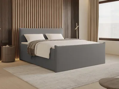 Produktbild von Chilly Möbel Design Bett Liva - Komfort Boxspringbett mit Bettkasten, Matratze und Topper 200x200 cm / Bouclé / Dunkelgrau