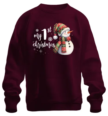 Productafbeelding van Mijn eerste kerst - Eerste kerst - Kerstcadeau. Kersttrui, uni, bordeauxrood, maat XL