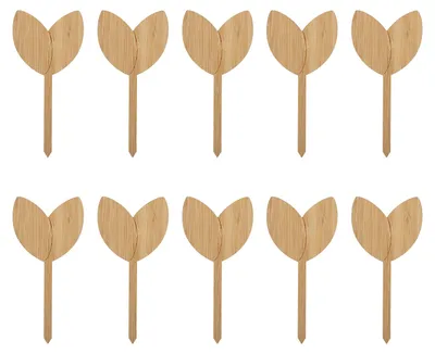 Productafbeelding van 10 plantetiketten van bambus, gemakkelijk te beschrijven, 3 mm dik, decoratieve tuinmarkeringen voor tuiniers, bladvorm