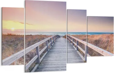 Produktbild von Bild auf Leinwand - Leinwandbild - 4 Teile - Weg Meer Brücke - 120x70cm - Wand Bild - Wanddeko - Wandbilder - Leinwanddruck - Bilder - Wanddekoration - Leinwand bilder - Wandbild - DL120x70-4948