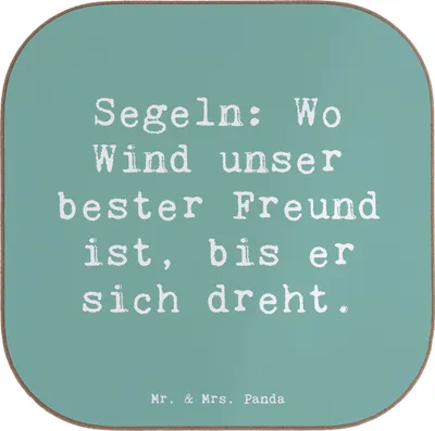 Produktbild von Mr. & Mrs. Panda Untersetzer für Gläser Spruch Segeln Windfreund - Meeresbrise - Geschenk, Teamsport, Abenteuer, Tischuntersetzer, Sonnenuntergang, Tasse, Glas, Sportart