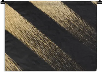 Produktbild von MuchoWow® Wandteppich Wandbehang Goldene Farbstreifen auf schwarzem Hintergrund 60x45 cm Tapisserie Dekoration Wandtuch - Das Schlafzimmer
