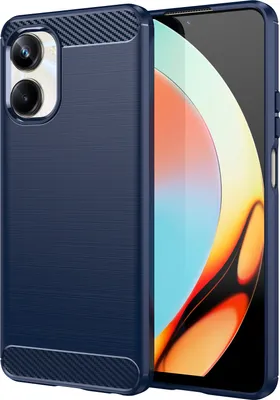 Produktbild von Realme 10 Pro Hülle, Carbon-Faser TPU Silikon Stoßfest Schutzhülle für Realme 10 Pro Blau