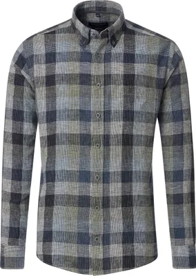 Produktbild von CASAMODA Herren Leinenhemd Langarm Button-Down Casual Anthrazit Karo L