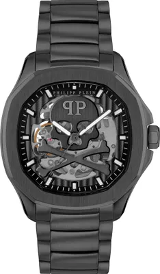 Produktbild von Philipp Plein Skeleton Spectre 42 mm, schwarze Automatikuhr für Herren