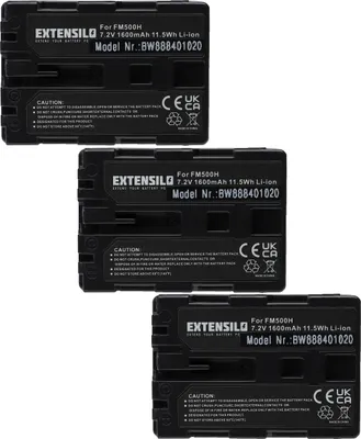 Produktbild von EXTENSILO 3x Akku Ersatz für Sony NP-FM500H für Kamera (1600 mAh, 7,2 V, Li-Ion)