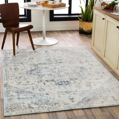 Immagine prodotto di Tappeto orientale vintage - tappeto da salotto a pelo corto, blu avorio 200x275 cm