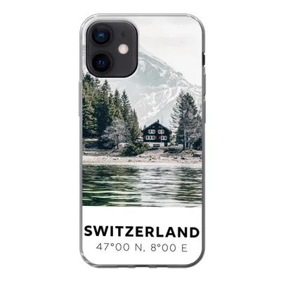 Produktbild von MuchoWow® Handyhülle Schutzhülle Hülle für iPhone 12 Schweiz - Berg - Chalet Silikon Softcase Handy Hülle - Schutzhülle