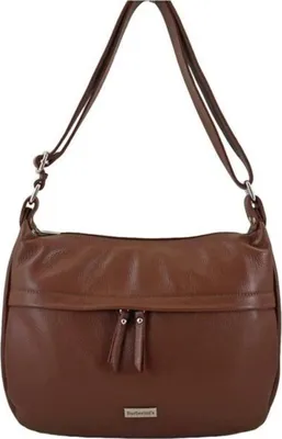 Produktbild von Klassische Umhängetasche aus Leder Braun mit längenverstellbarem Henkel H 29 cm B 34 cm T 11 cm