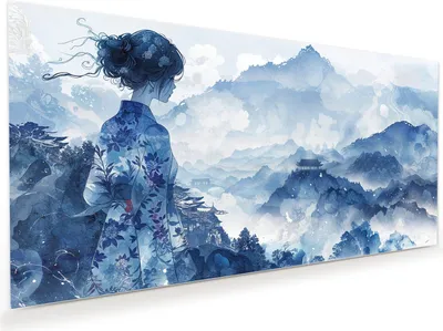 Produktbild von Glasbild 120x60cm in XXL für Wohnzimmer, Schlafzimmer Motiv Asiatische Landschaft
