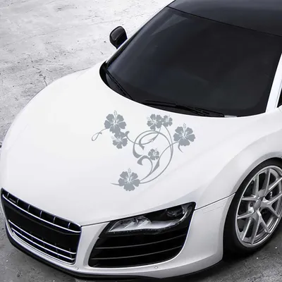 Produktbild von Aufkleber - Autoaufkleber "Hibiskus Swirl" 76cm x 60cm silber - Tuning Carystyling Heckscheibe Auto