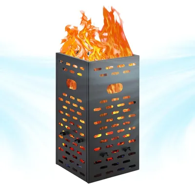 Imagen del producto de Contenedor para la quema de residuos - Hogar para exteriores - Acero de 2 mm - 63 litros - Con ventilación - Compartimento para cenizas - 55,9 x 55,9 x 76,2 cm - Color negro
