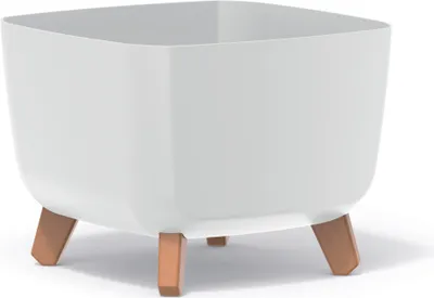 Produktbild von Prosperplast Gracia Square Blumentopf mit abnehmbaren Beinen inkl. Einsatz für Innen- und Außenbereich Pflanzgefäß Quadratisch Kunststoff UV-beständig 29x29x22cm Weiß