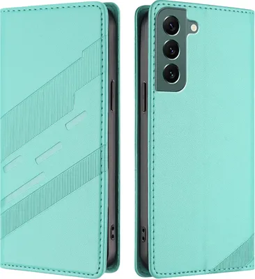 Produktbild von Hülle für Samsung Galaxy S22+ 5G, Kunstleder Brieftaschen Handyhülle mit Kartenfach und Standfunktion Türkis