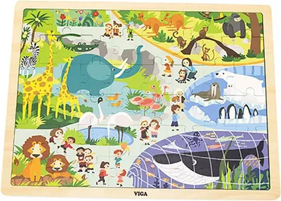 Image de Puzzle en bois pour enfants Viga Zoo 48 pièces