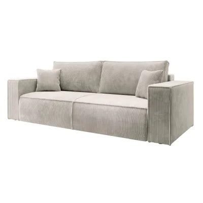 A studio shot of a cream-colored sofa.