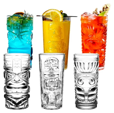 Produktbild von Transparente Tiki-Gläser, Set mit 170-400 ml, moderne Bar-Tiki-Cocktailgläser für exotische Cocktails