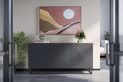 Zdjęcie produktu dla Komoda Loft 3 Szuflady Pojemna 170 Cm Salon Nowoczesna Dąb Artisan Szary